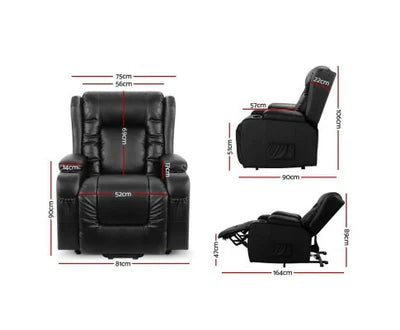 Recliner Chair Lift Assist Heated Massage Chair Leather