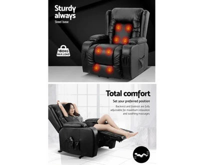 Recliner Chair Lift Assist Heated Massage Chair Leather